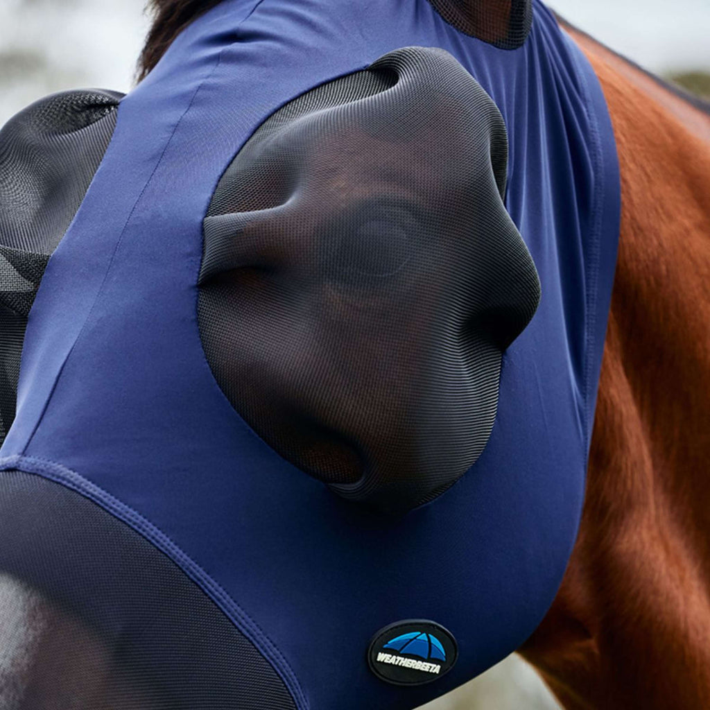 WeatherBeeta Masque Anti-Mouches ComFiTec Luxe Stretch avec Oreilles et Nez Marin/Noir