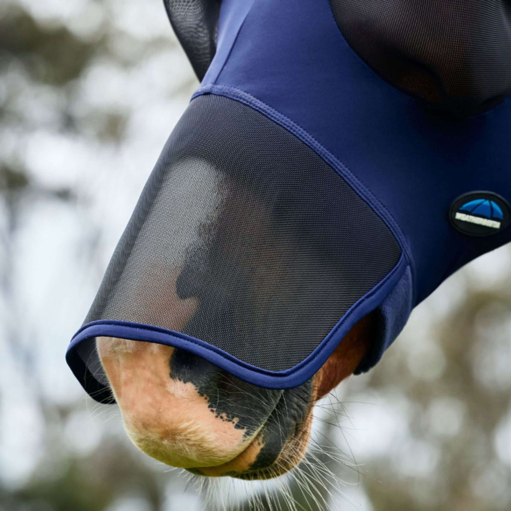 WeatherBeeta Masque Anti-Mouches ComFiTec Luxe Stretch avec Oreilles et Nez Marin/Noir