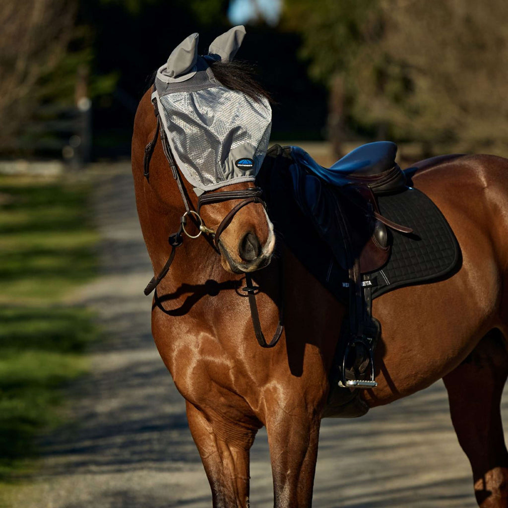 WeatherBeeta Masque Anti-Mouches ComFiTec Hexi Ride On Fly avec Oreilles Argent