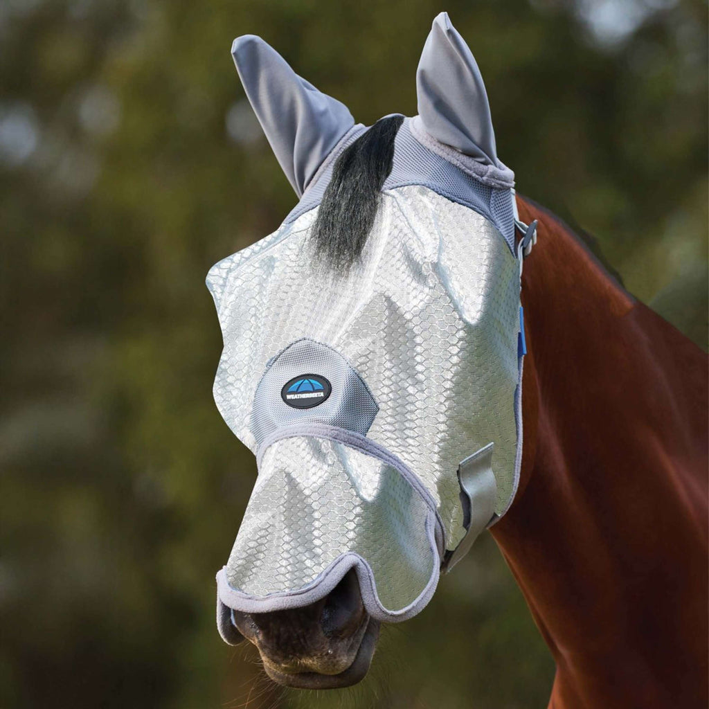 WeatherBeeta Masque Anti-Mouches ComFiTec Hexi avec Oreilles et Nez Argent