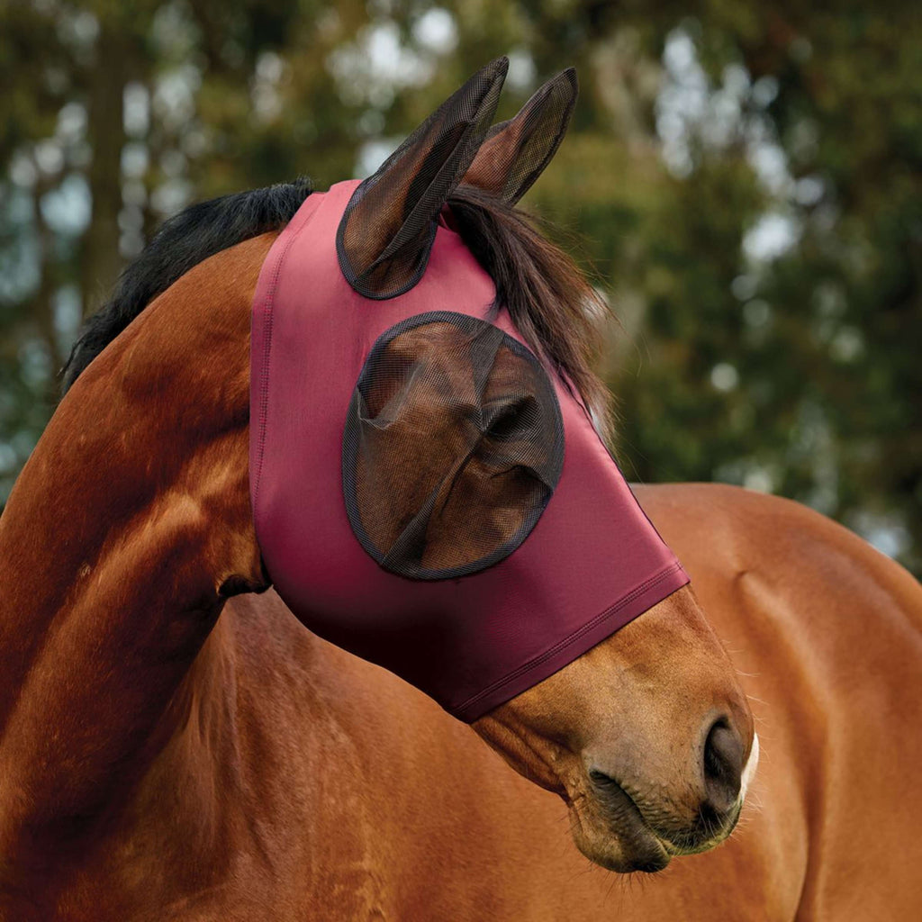 WeatherBeeta Masque Anti-Mouches ComFiTec Deluxe Stretch avec Oreilles Bordeaux/Noir