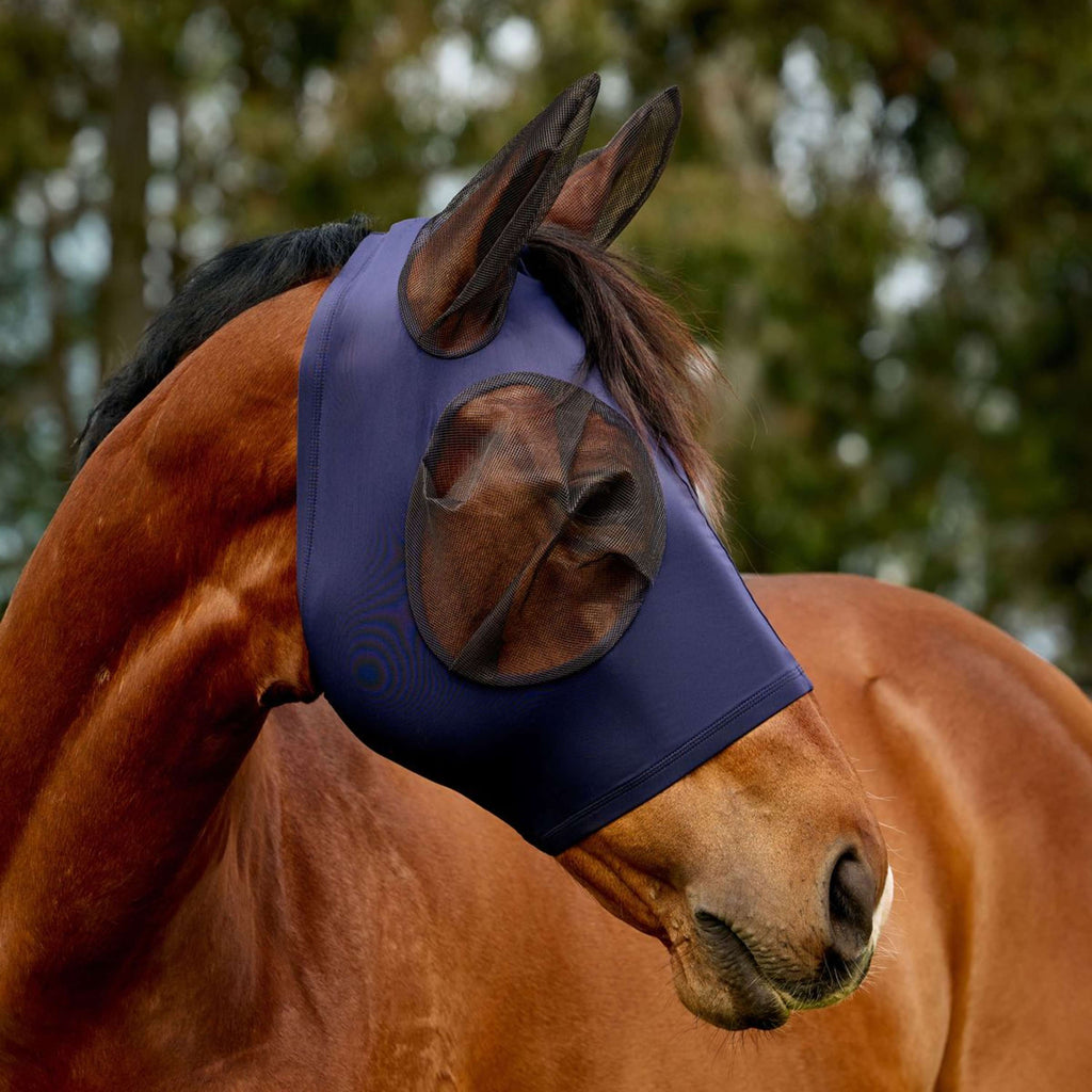 WeatherBeeta Masque Anti-Mouches ComFiTec Deluxe Stretch avec Oreilles Marin/Noir