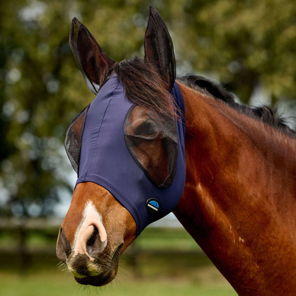 WeatherBeeta Masque Anti-Mouches ComFiTec Deluxe Stretch avec Oreilles Marin/Noir