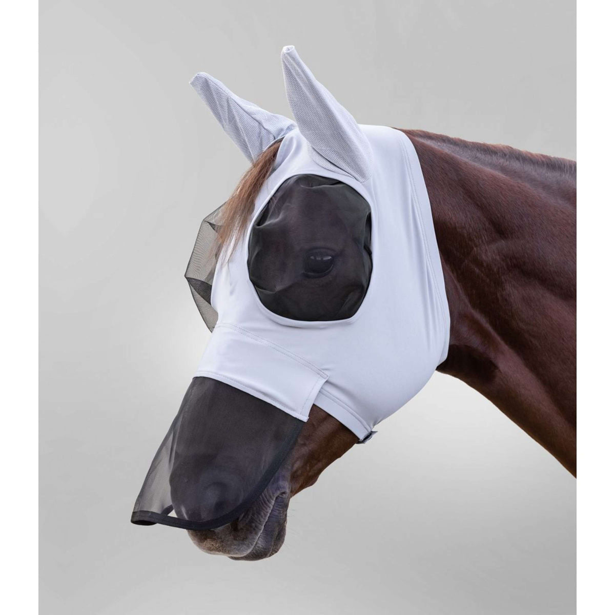 Waldhausen Masque Anti-Mouches Puck avec Nez Gris Argent